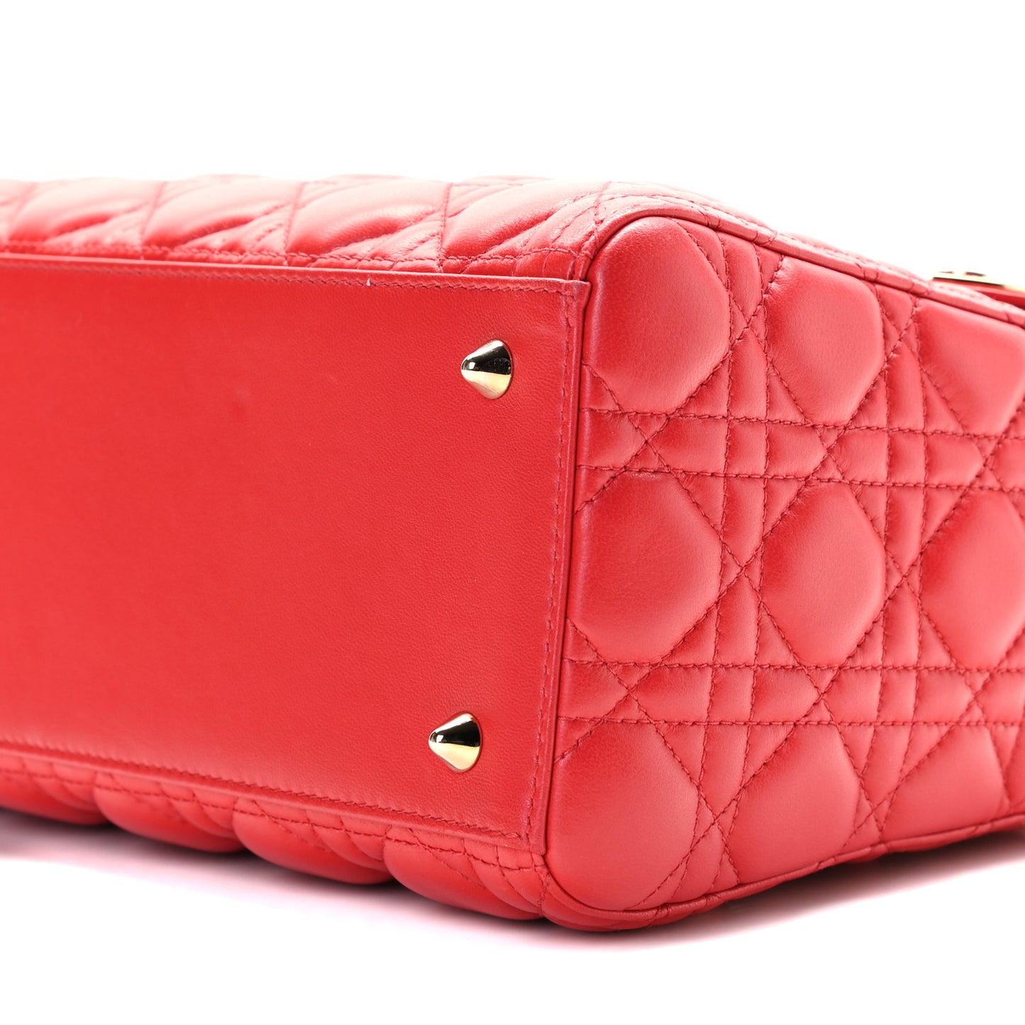 Lambskin Cannage Medium Lady Dior Red