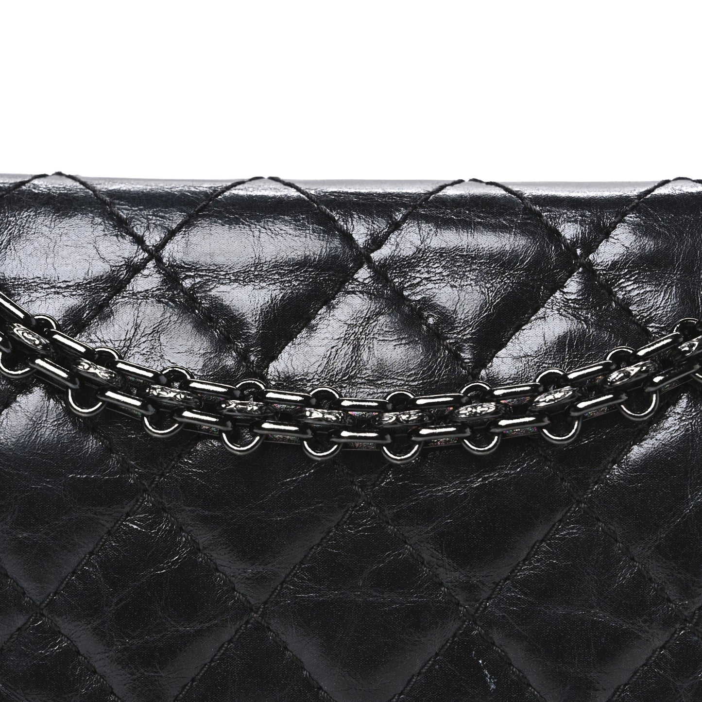 Aged Calfskin Quilted 2.55 Reissue Mini Flap So Black So Black