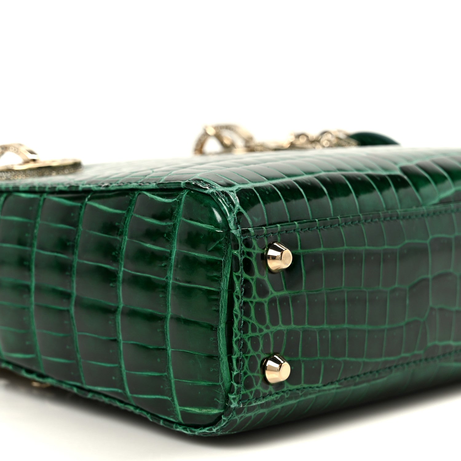 Christian Dior Crocodile Crystal Mini Lady Dior Green 9 of 10