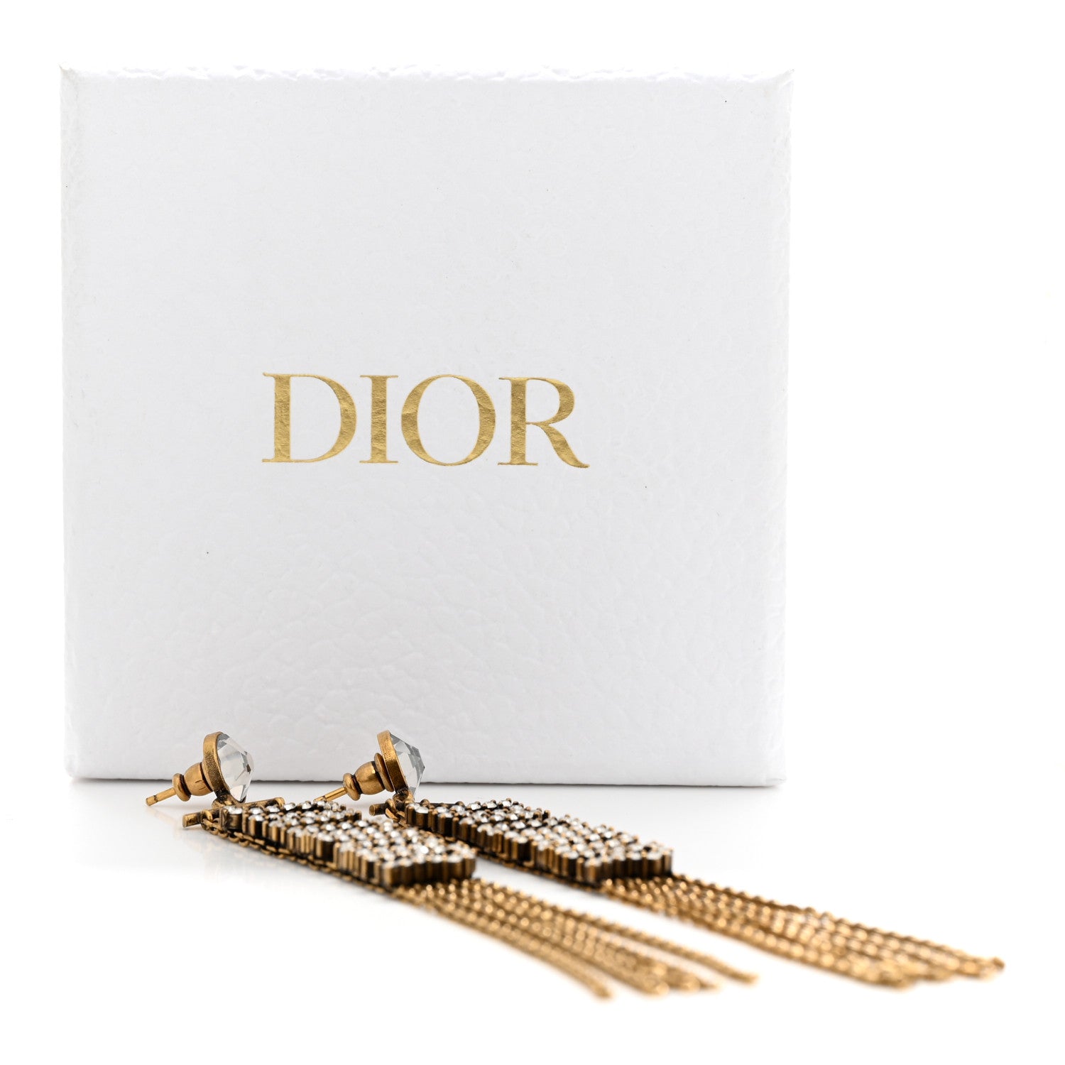 Christian Dior Crystal J'Adior Dangle Chain Earrings Gold 5 of 5