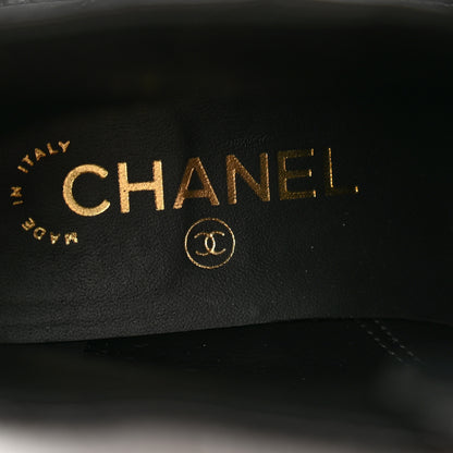Chanel Shiny Calfskin Quilted Lace Up Combat Boots 37 Black 6 of 12