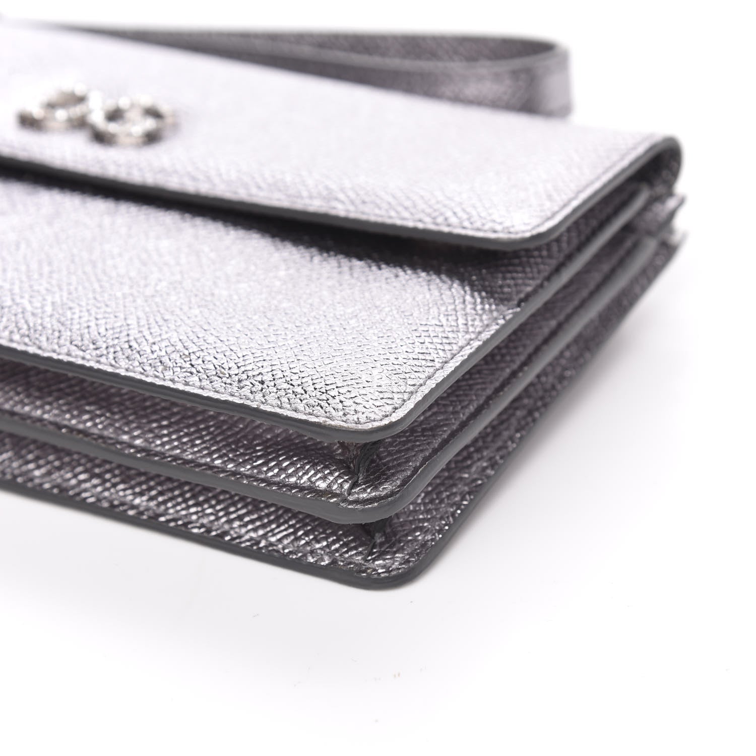Dolce & Gabbana Metallic Dauphine Embellished Logo Chain Pouch Argento 8 of 10