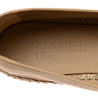 Chanel Lambskin CC Espadrilles 37 Beige Black 6 of 9