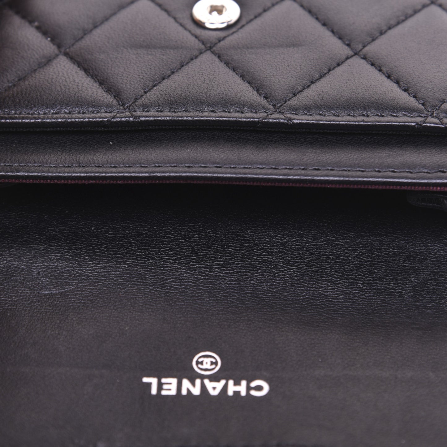 Lambskin Quilted Flap Card Holder Black