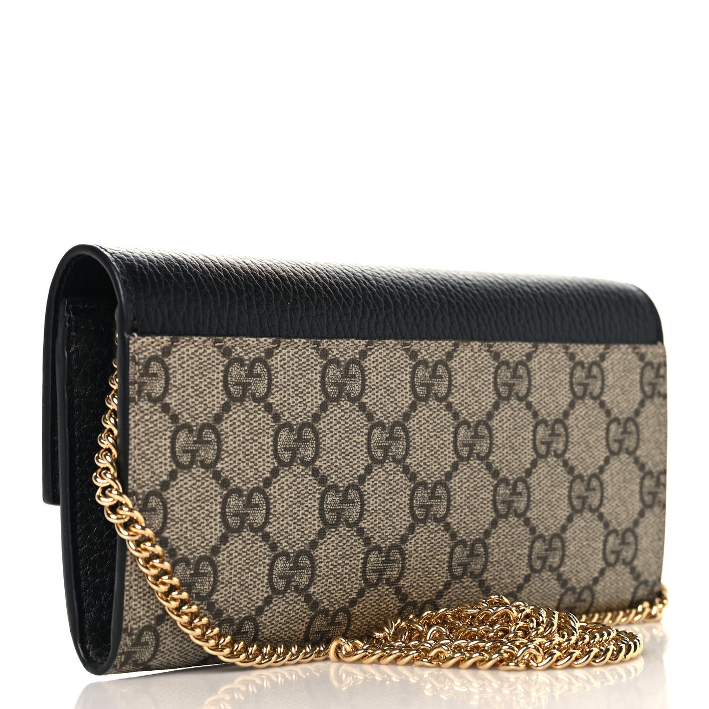 Dollar Calfskin GG Supreme Monogram Petite GG Marmont Wallet Chain Bag Black Beige Ebony
