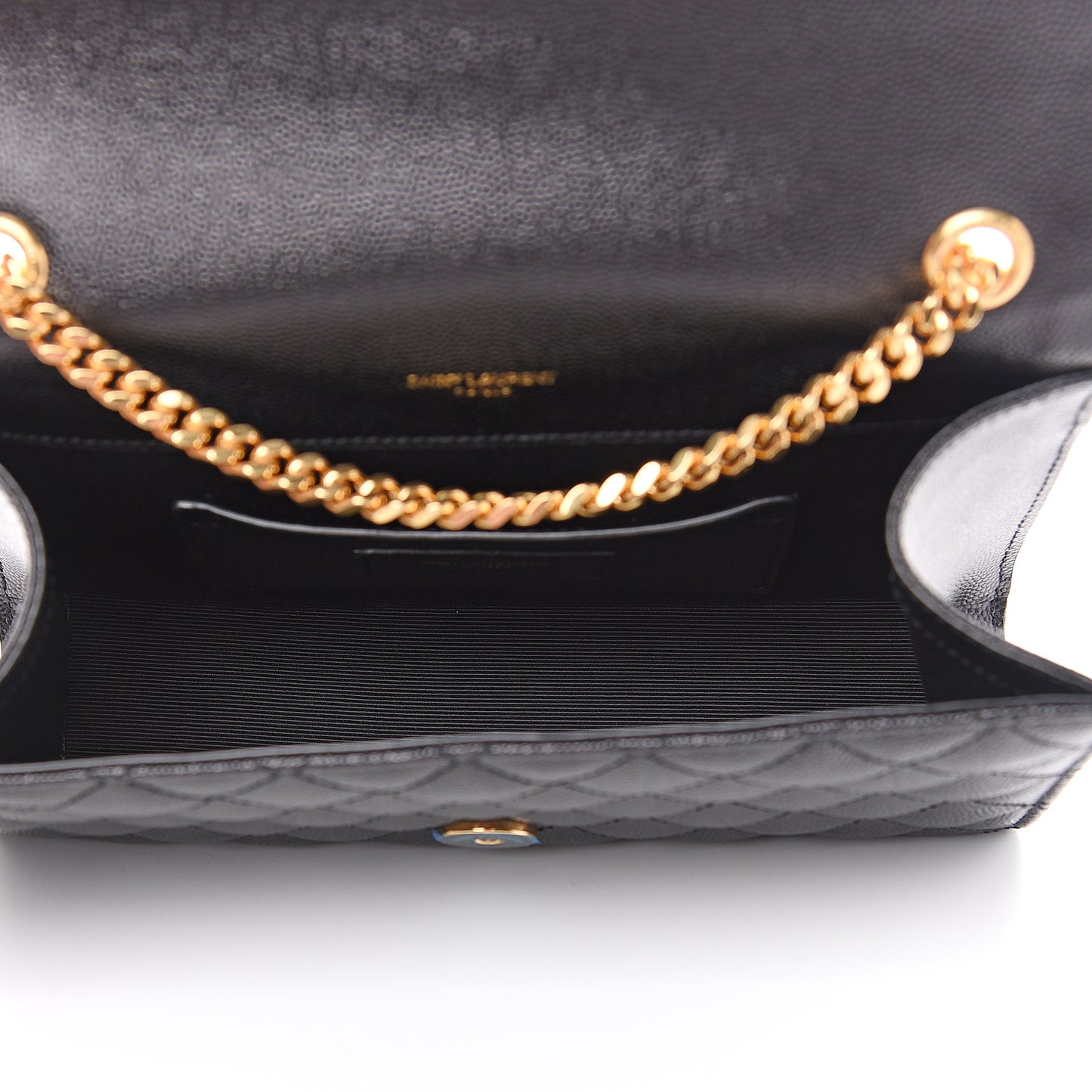 Grain De Poudre Textured Mixed Matelasse Triquilt Small Monogram Satchel Black