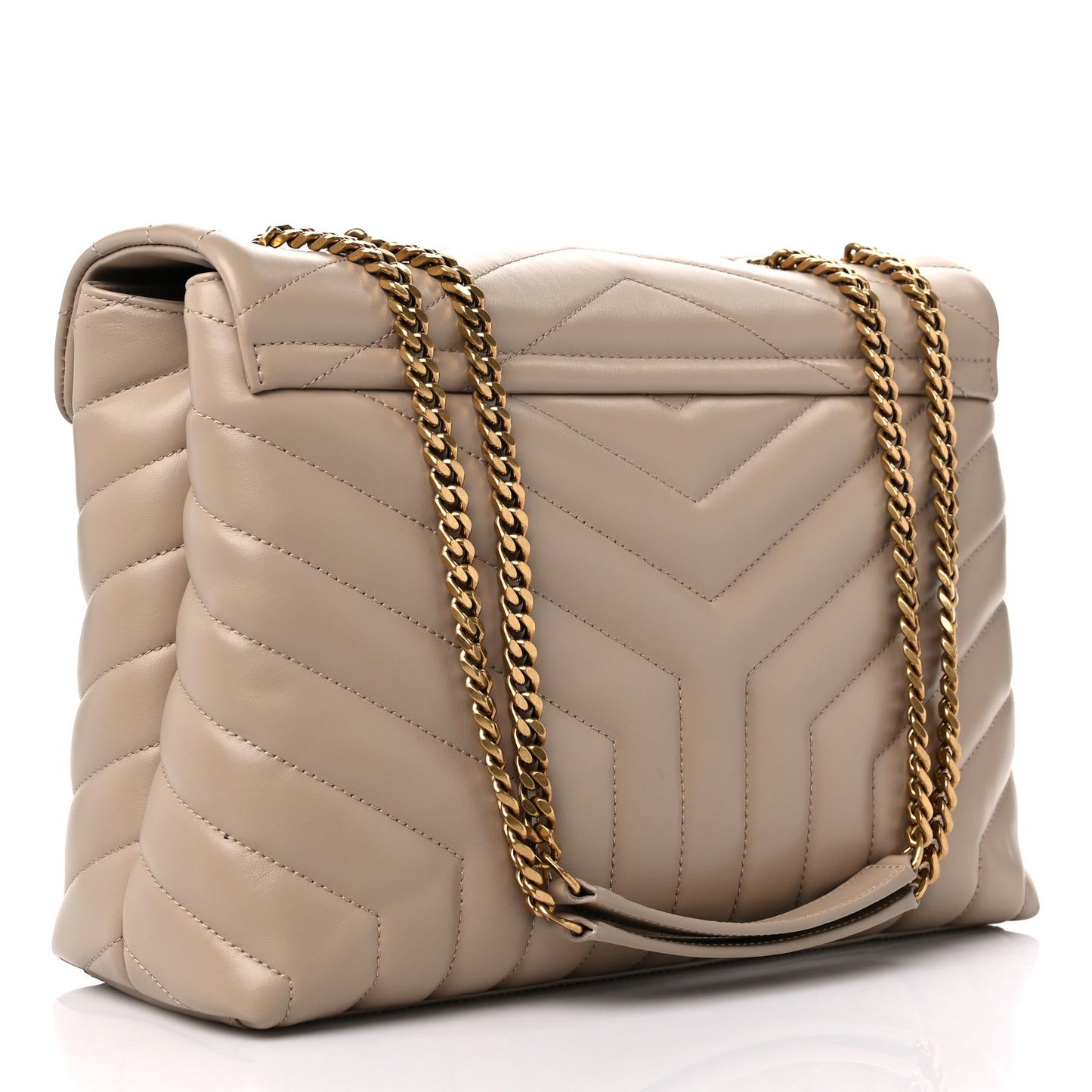 Calfskin Y Quilted Monogram Medium Loulou Chain Satchel Dark Beige