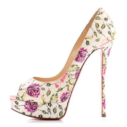 Christian Louboutin Watersnake Fiori Fetish Peep 150 Pumps 38.5 Latte Pompadour 1 of 12