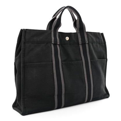 Hermes Canvas Herline MM Tote Black 3 of 15