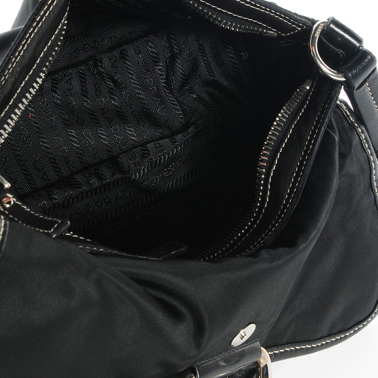 Tessuto Nylon Tassel Shoulder Bag Nero Black