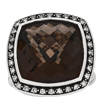 David Yurman Sterling Silver Diamond Smoky Quartz 14mm Albion Ring 51 5.75 1 of 5