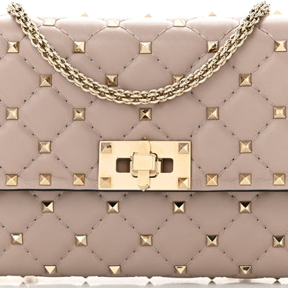 Valentino Garavani Lambskin Rockstud Spike Wallet on Chain Poudre 6 of 8