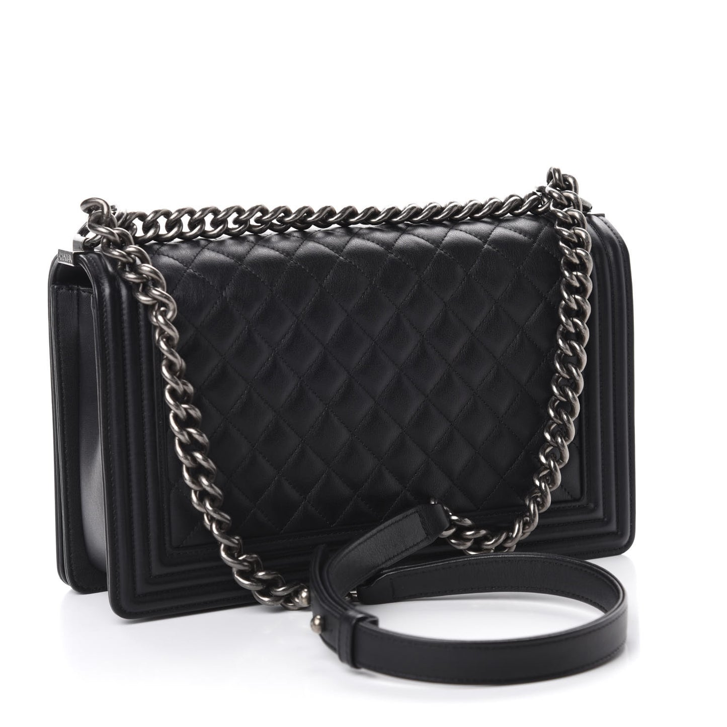 Calfskin Quilted New Medium Boy Flap Black
