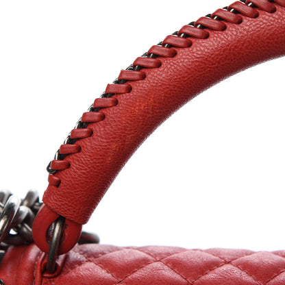 Chanel Calfskin Quilted New Medium Boy Top Handle Flap Red 9 of 10