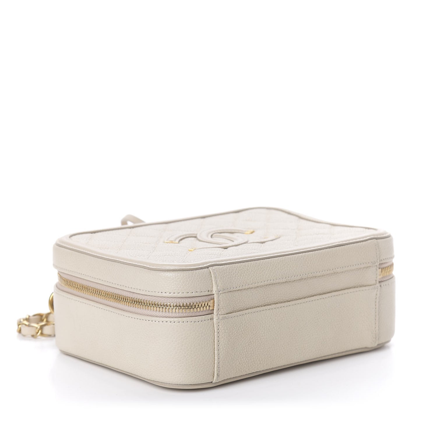Caviar Quilted Medium CC Filigree Vanity Case Light Beige