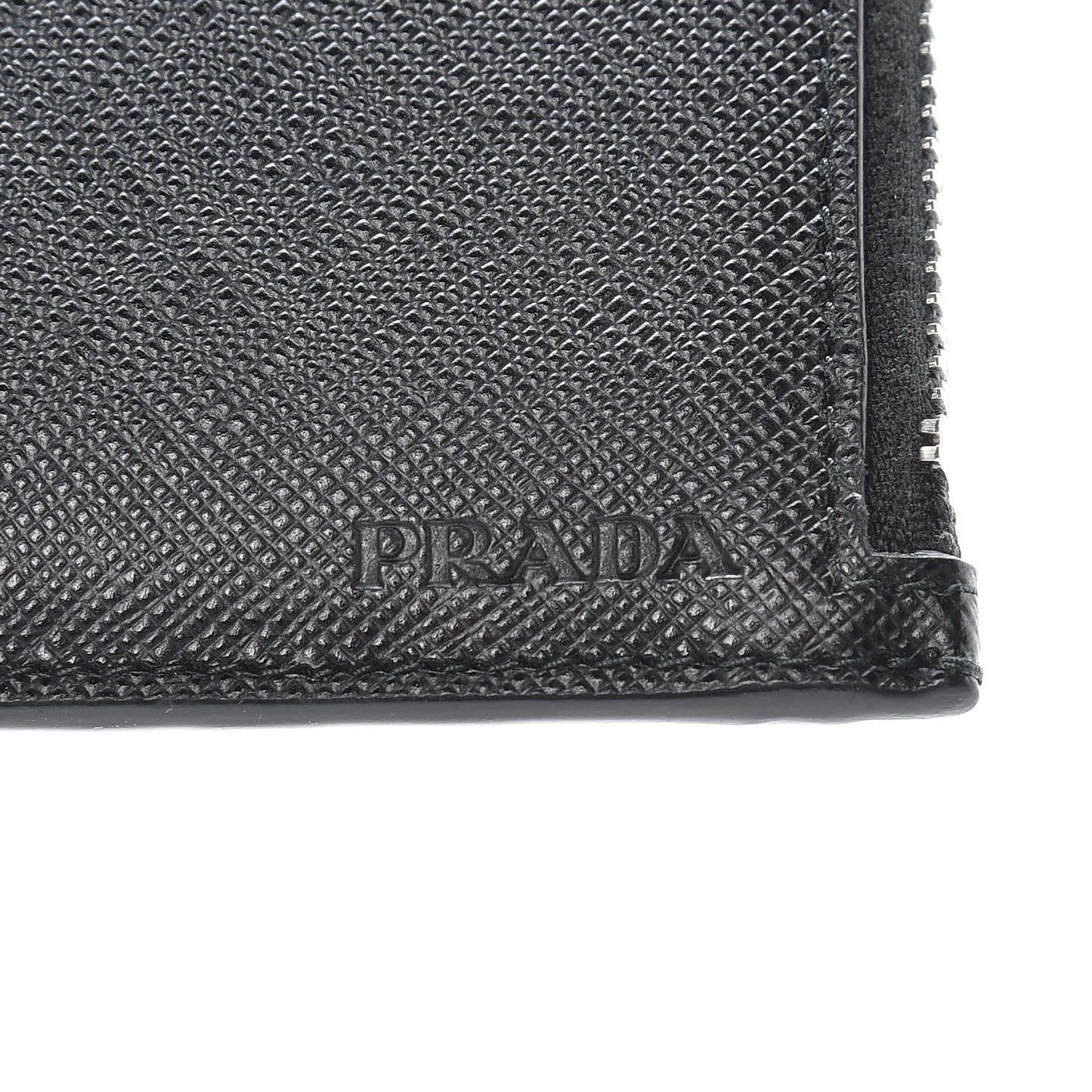 Saffiano Metal Zip Card Holder Black