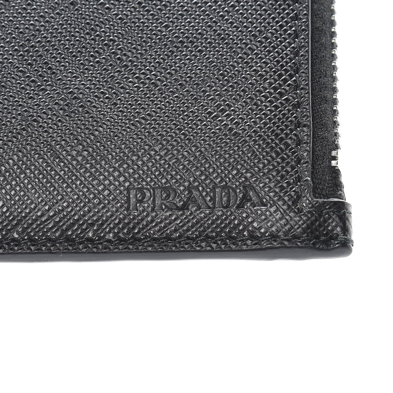 Prada Saffiano Metal Zip Card Holder Black 6 of 8