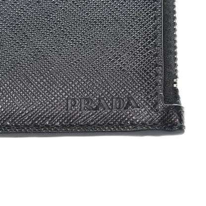 Prada Saffiano Metal Zip Card Holder Black 6 of 8