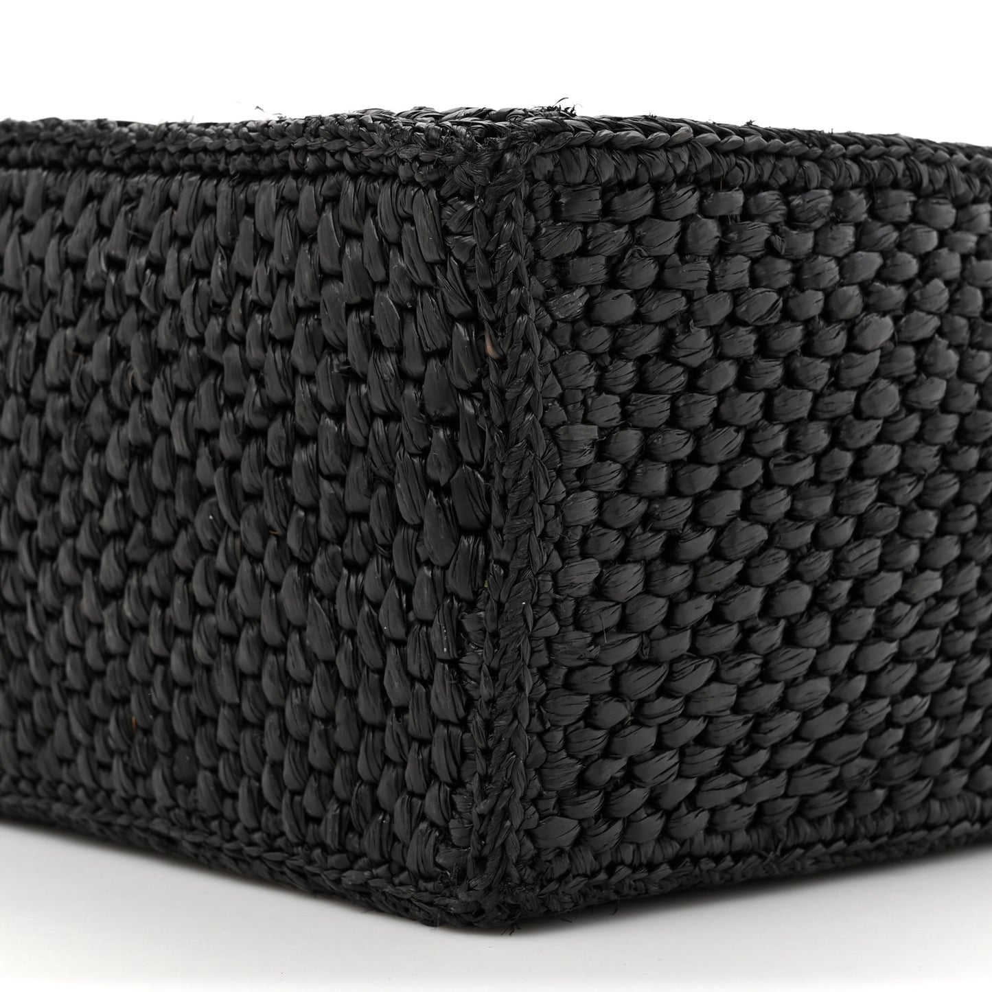 Raffia Small Paula's Ibiza Logo Tote Black White