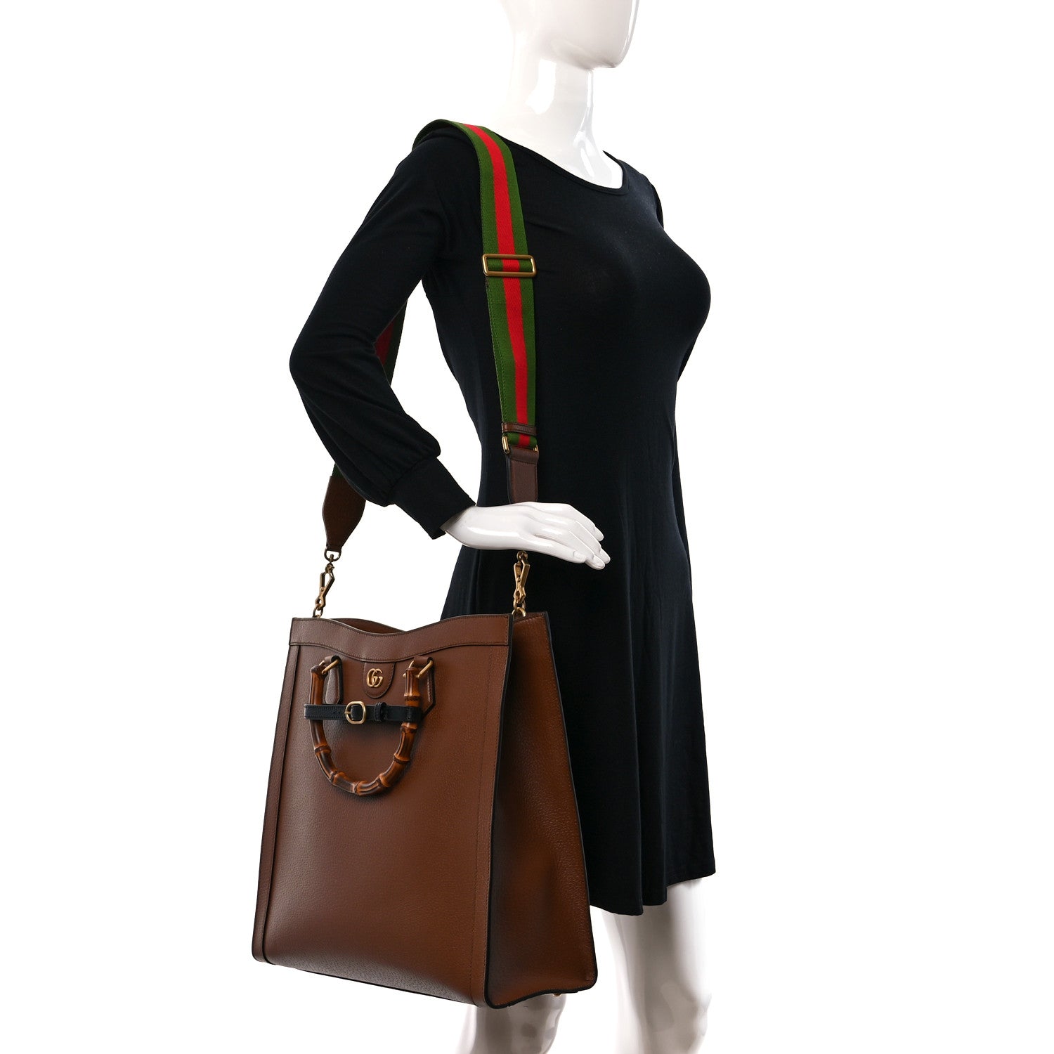 Gucci Wonka Grain Calfskin Large Diana Tote Bag Cuir Black 2 of 9