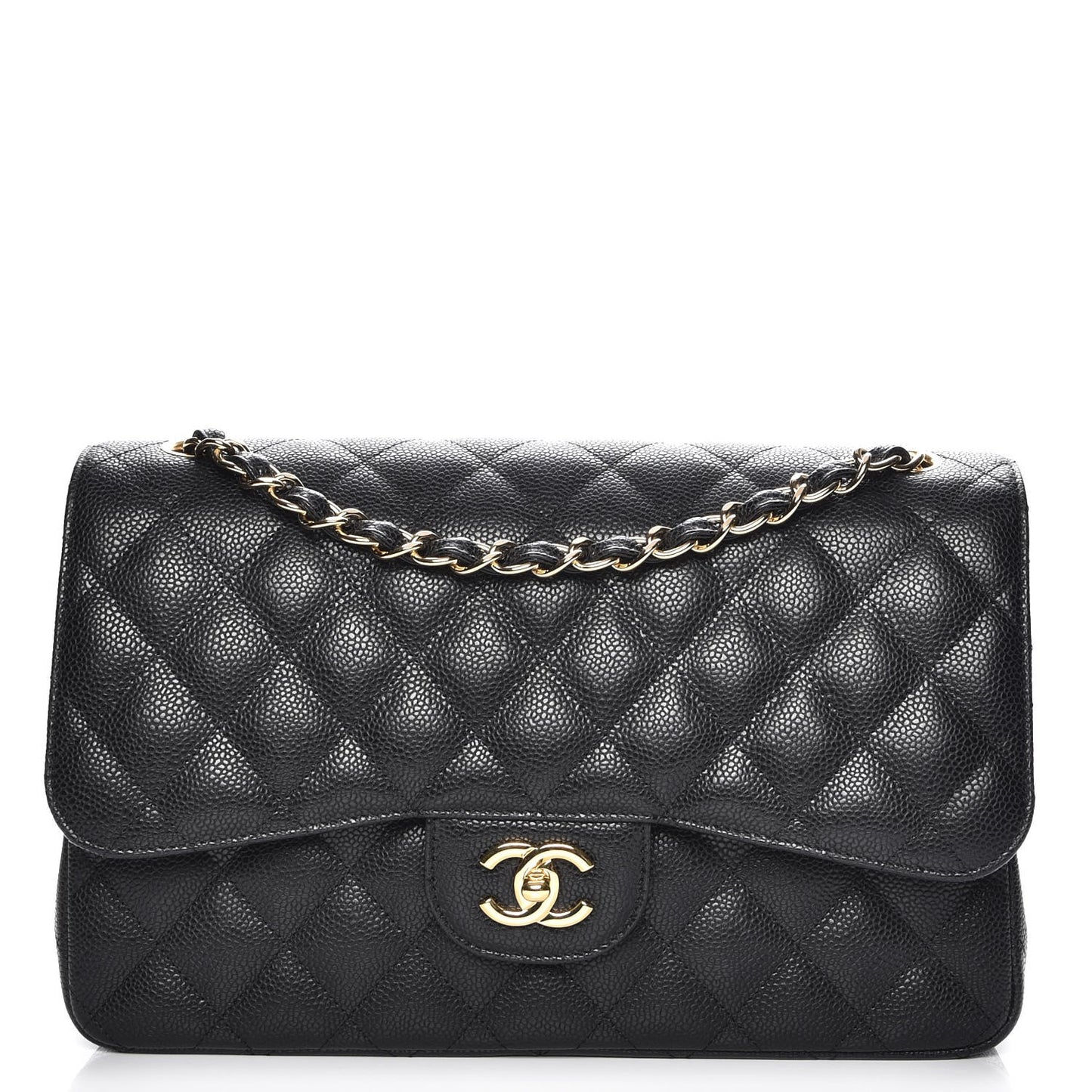 Caviar Quilted Jumbo Double Flap Black