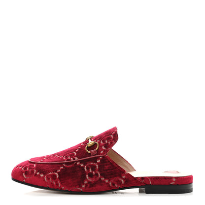 Gucci Velvet GG Monogram Womens Princetown Slippers 36.5 Red Cipria 1 of 10