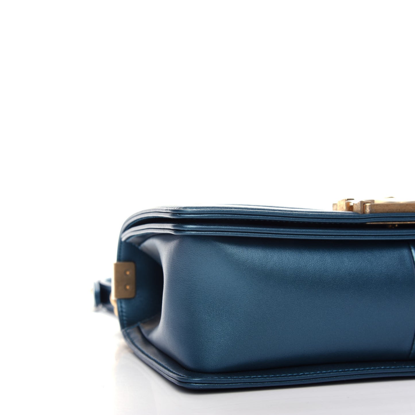 Metallic Calfskin Quilted Medium Boy Flap Blue