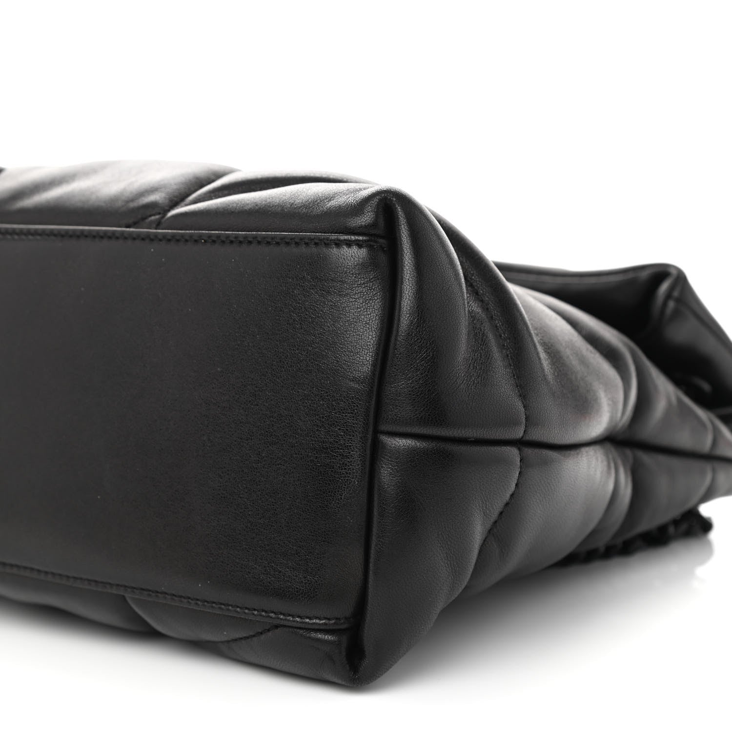 Saint Laurent Lambskin Quilted Medium Loulou Puffer Monogram Chain Satchel Black 8 of 9