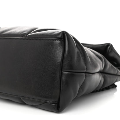 Saint Laurent Lambskin Quilted Medium Loulou Puffer Monogram Chain Satchel Black 8 of 9
