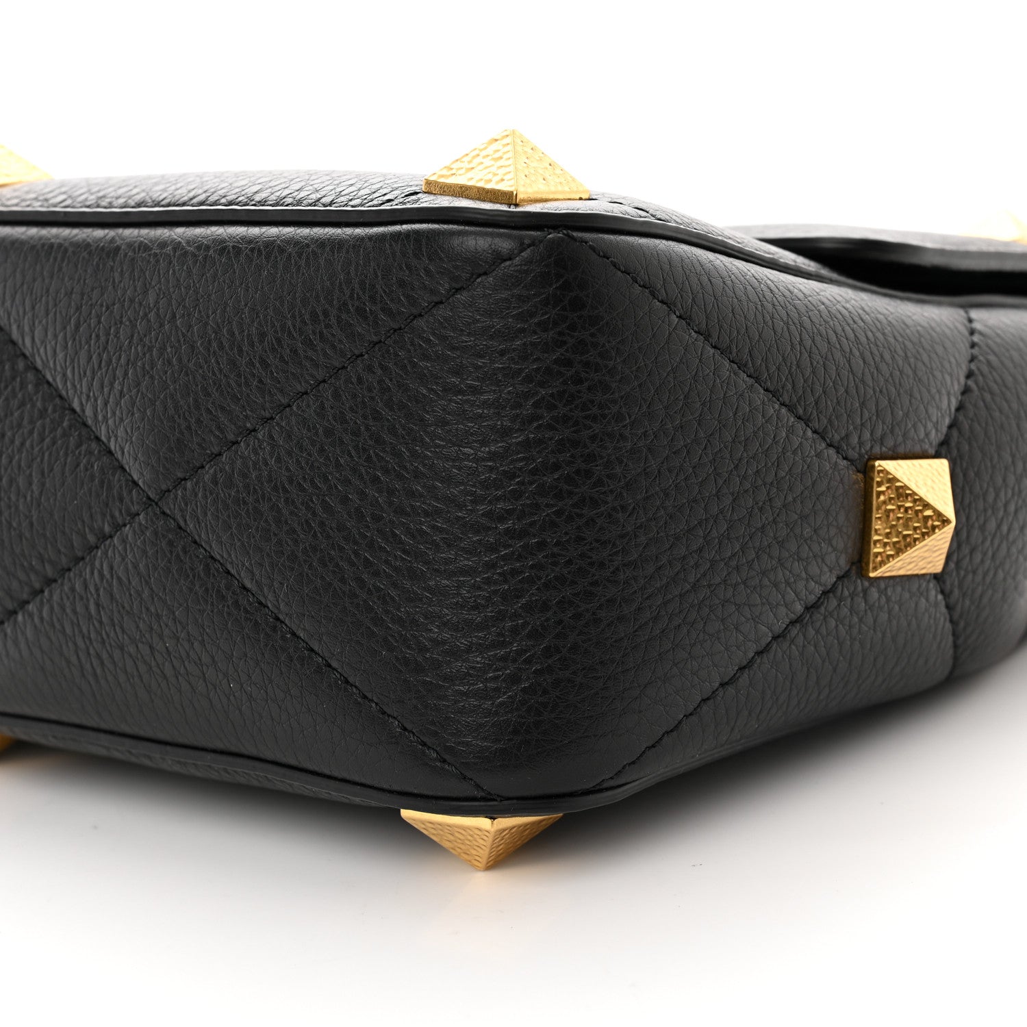 Valentino Garavani Grained Calfskin Large Roman Stud Shoulder Bag Black 9 of 9