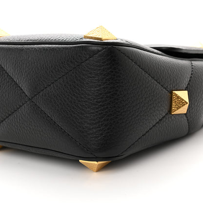 Valentino Garavani Grained Calfskin Large Roman Stud Shoulder Bag Black 9 of 9