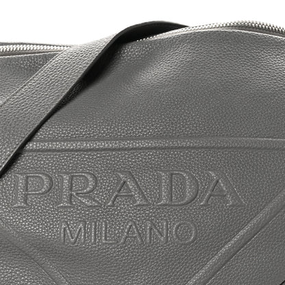Prada Vitello Daino Triangle Shoulder Bag Grey 7 of 9
