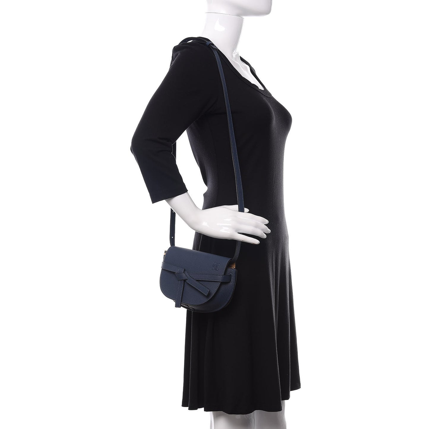 Pebble Grain Calfskin Mini Gate Dual Bag Ocean