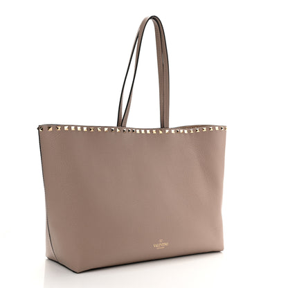 Valentino Garavani Grained Calfskin Rockstud Shoulder Tote Poudre 2 of 7