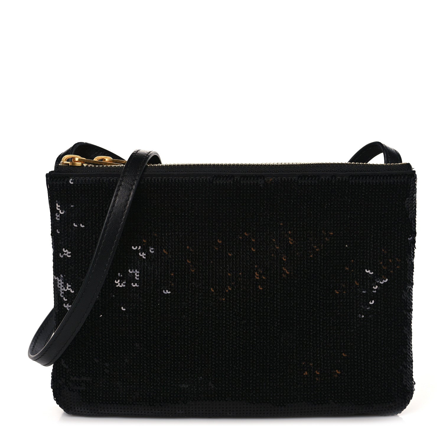 Celine Sequin Small Trio Crossbody Bag Black 1 of 9