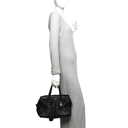 Alexander McQueen Pebbled Calfskin Mini Skull Padlock Zip Around Tote Black 2 of 15