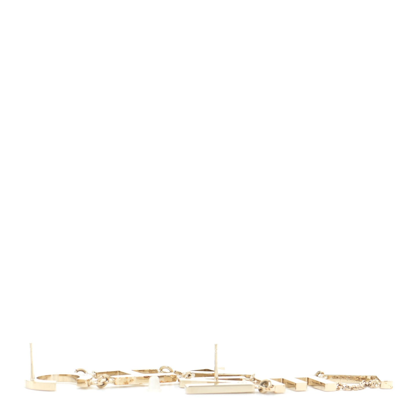 Metal Cha-Nel Logo Drop Earrings Gold