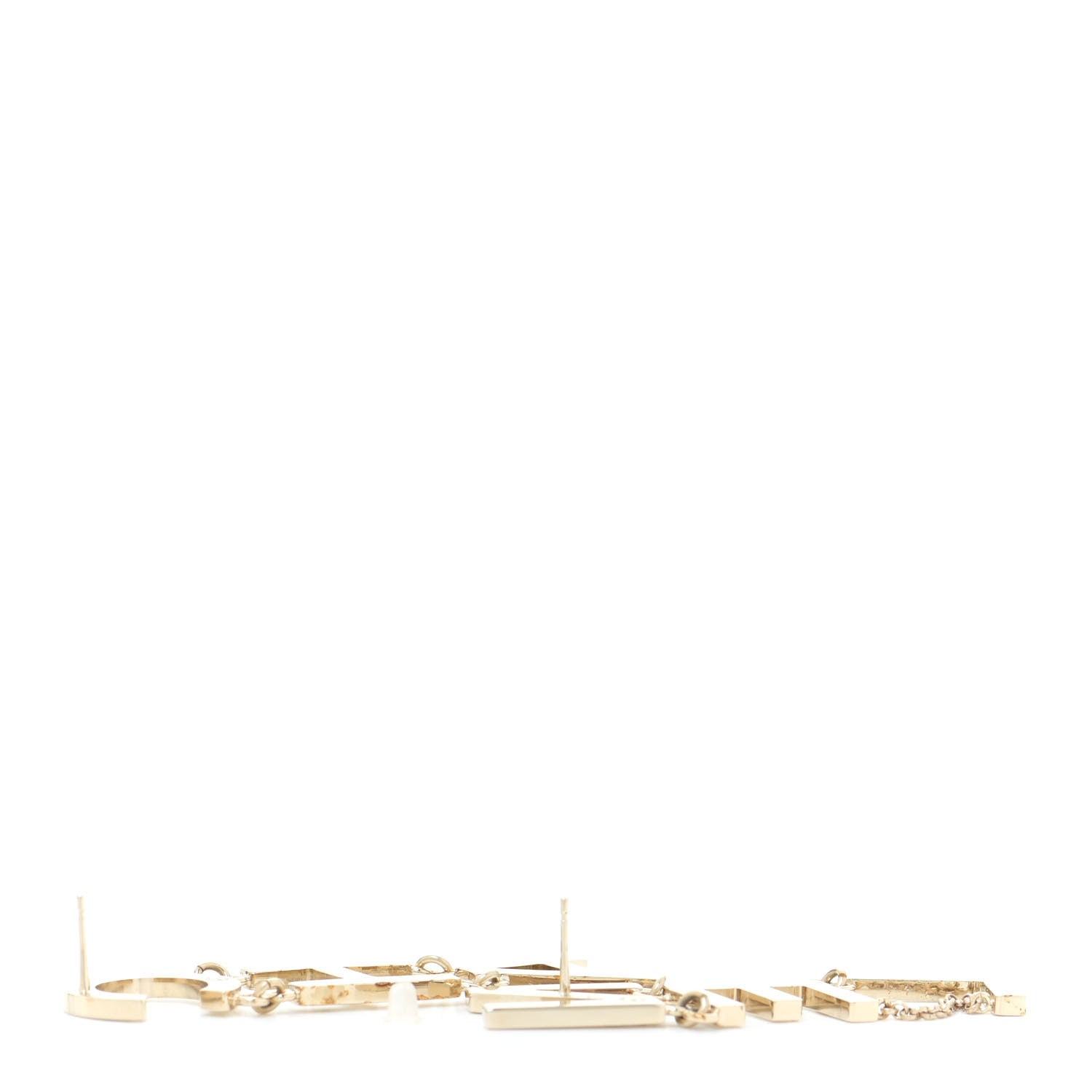 Chanel Metal Cha-Nel Logo Drop Earrings Gold 3 of 4
