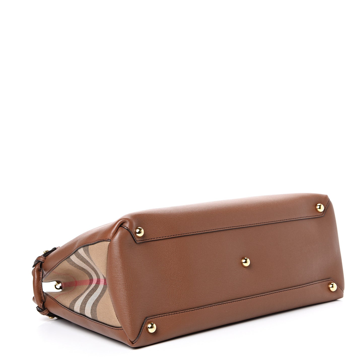 Grainy Calfskin House Check Large Banner Tote Tan