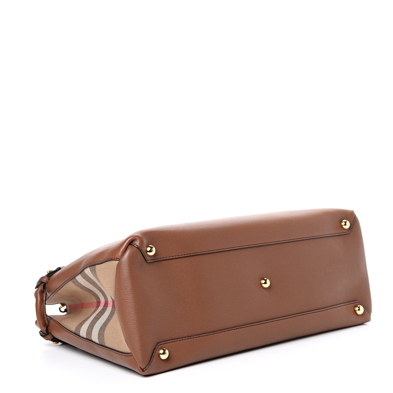 Burberry Grainy Calfskin House Check Large Banner Tote Tan 3 of 10