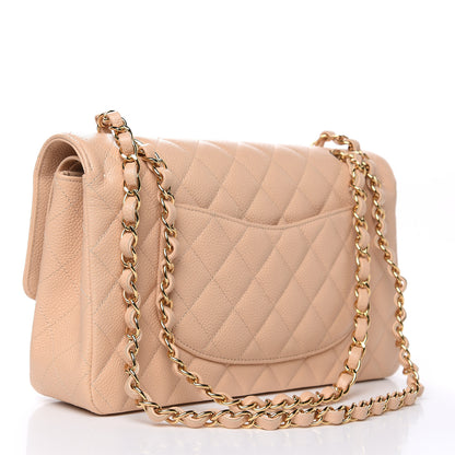 Chanel Caviar Quilted Medium Double Flap Beige 3 of 10
