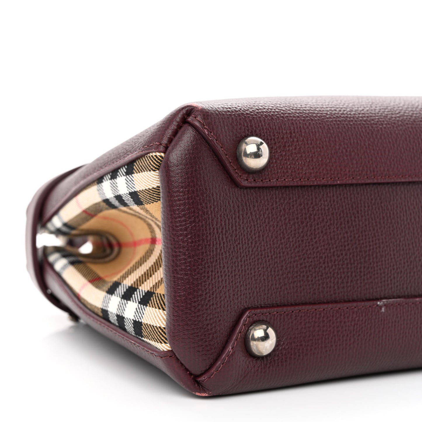 Grainy Calfskin House Check Small Banner Tote Mahogany Red