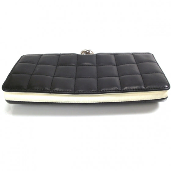 Lambskin Quilted Crystal Ball Clutch Black