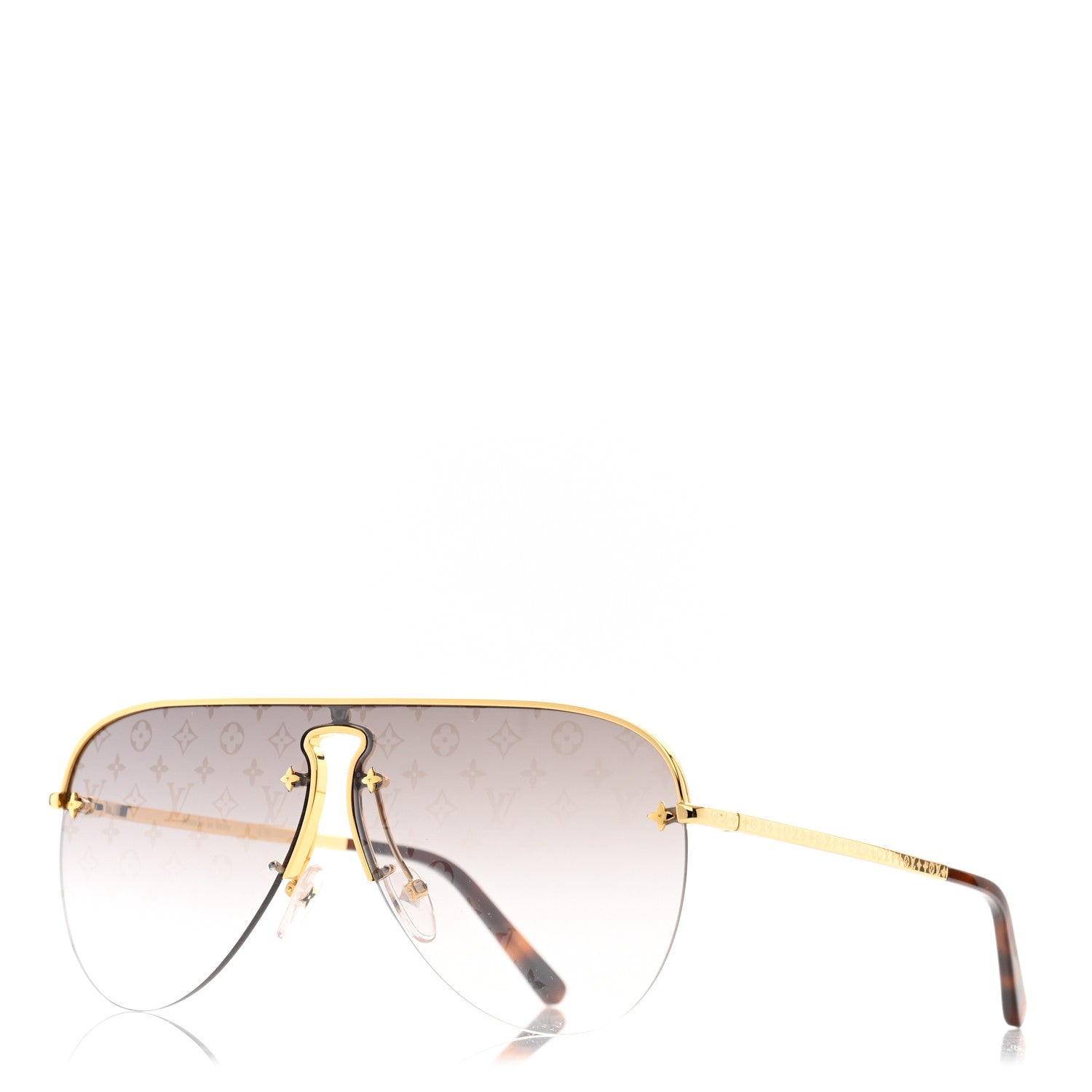Louis Vuitton Grease Mask Sunglasses Z1469U Gold 1 of 7