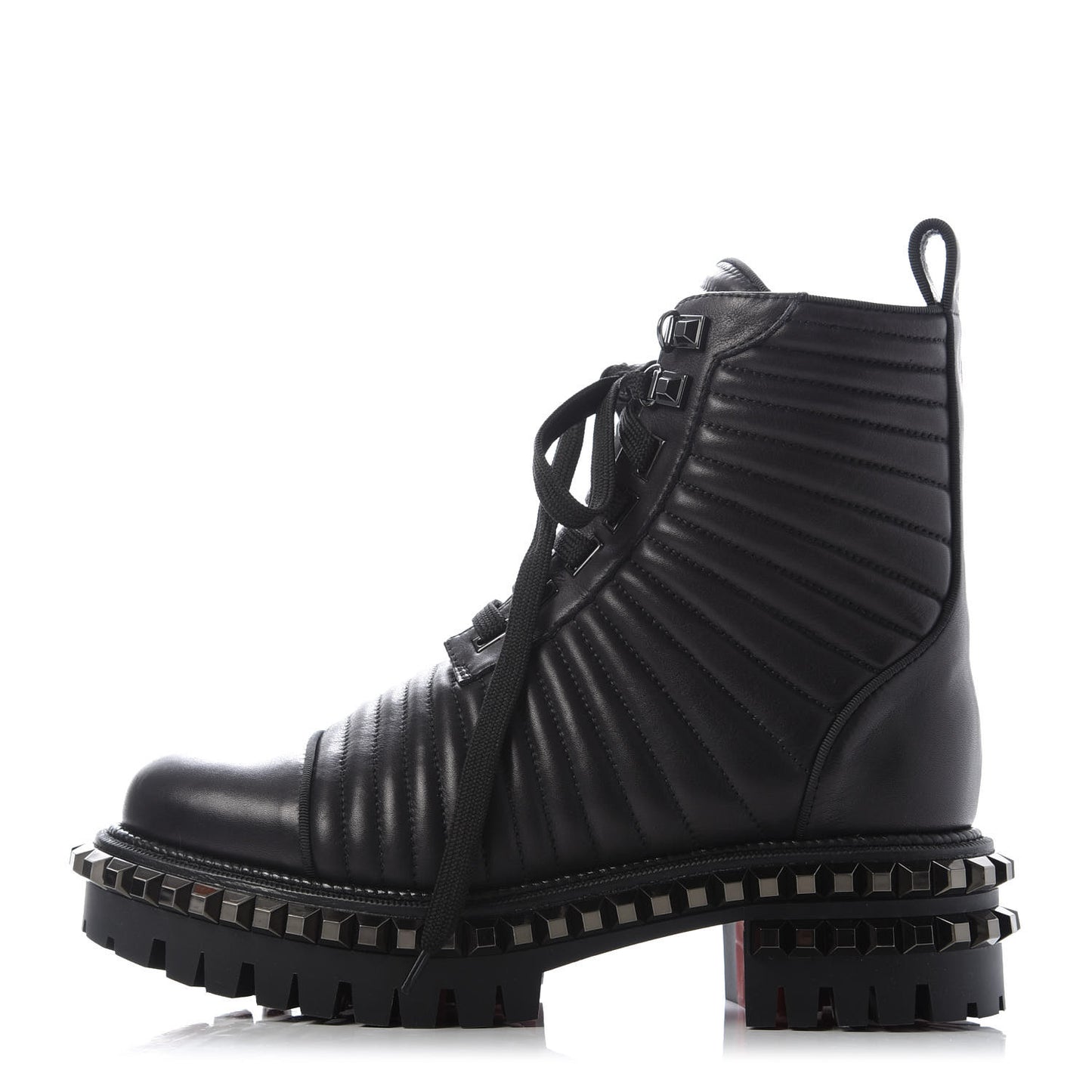 Calfskin Quilted Yetota Combat Boots 37 Black