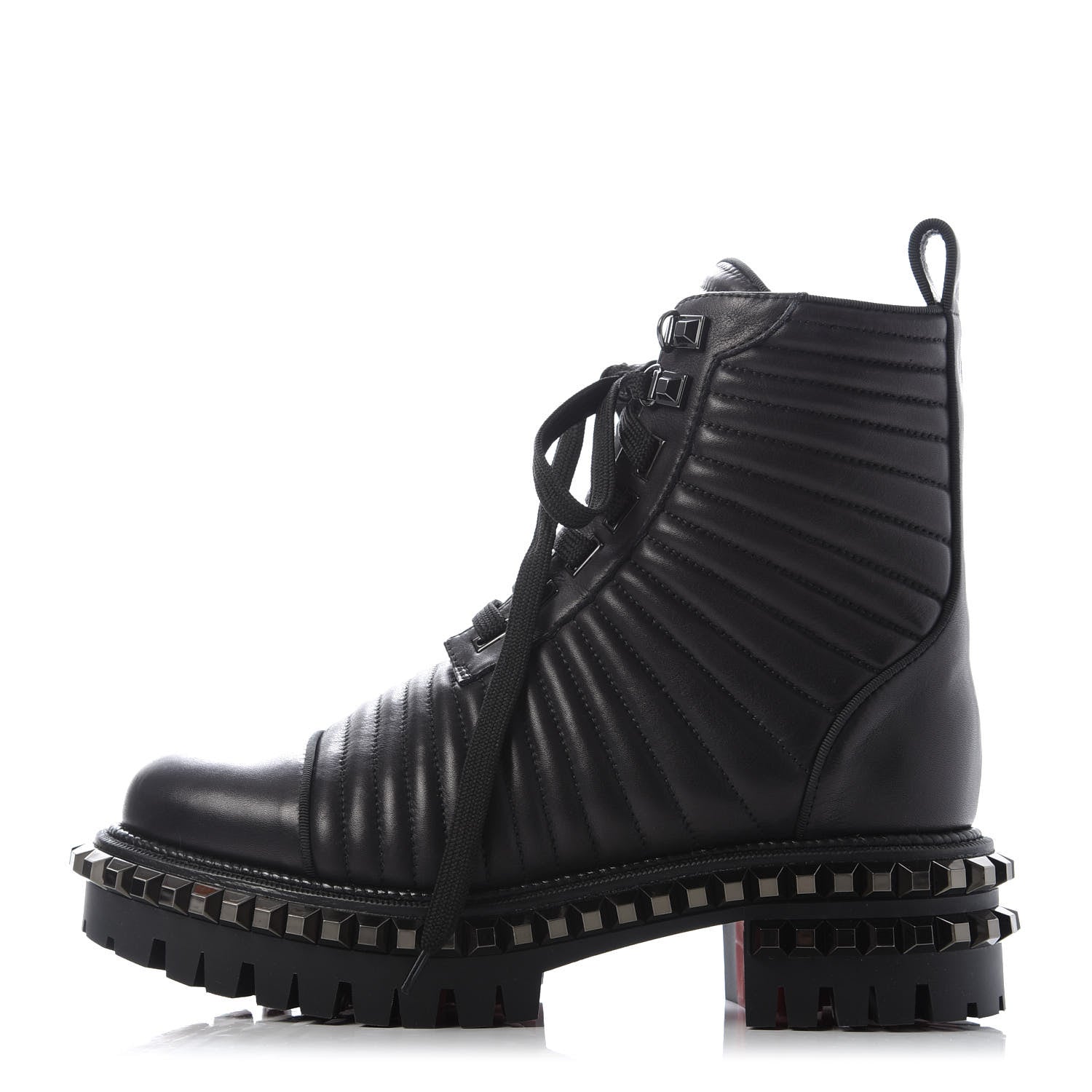 Christian Louboutin Calfskin Quilted Yetota Combat Boots 37 Black 1 of 8