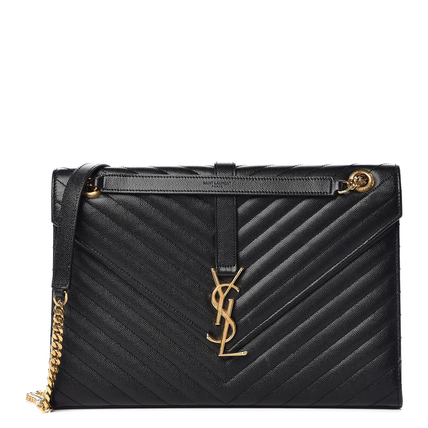 Grain De Poudre Matelasse Chevron Large Monogram Satchel Black