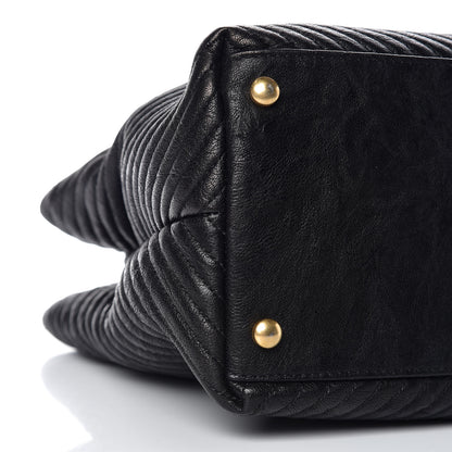 Chanel Wrinkled Lambskin Chevron Quilted Surpique Tote Black 5 of 9