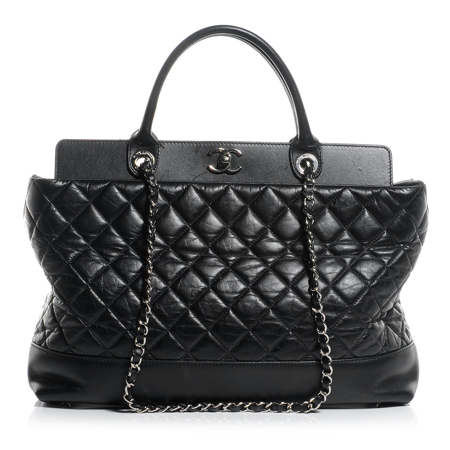 Chanel Aged Calfskin Quilted Be CC Tote Black 1 of 10