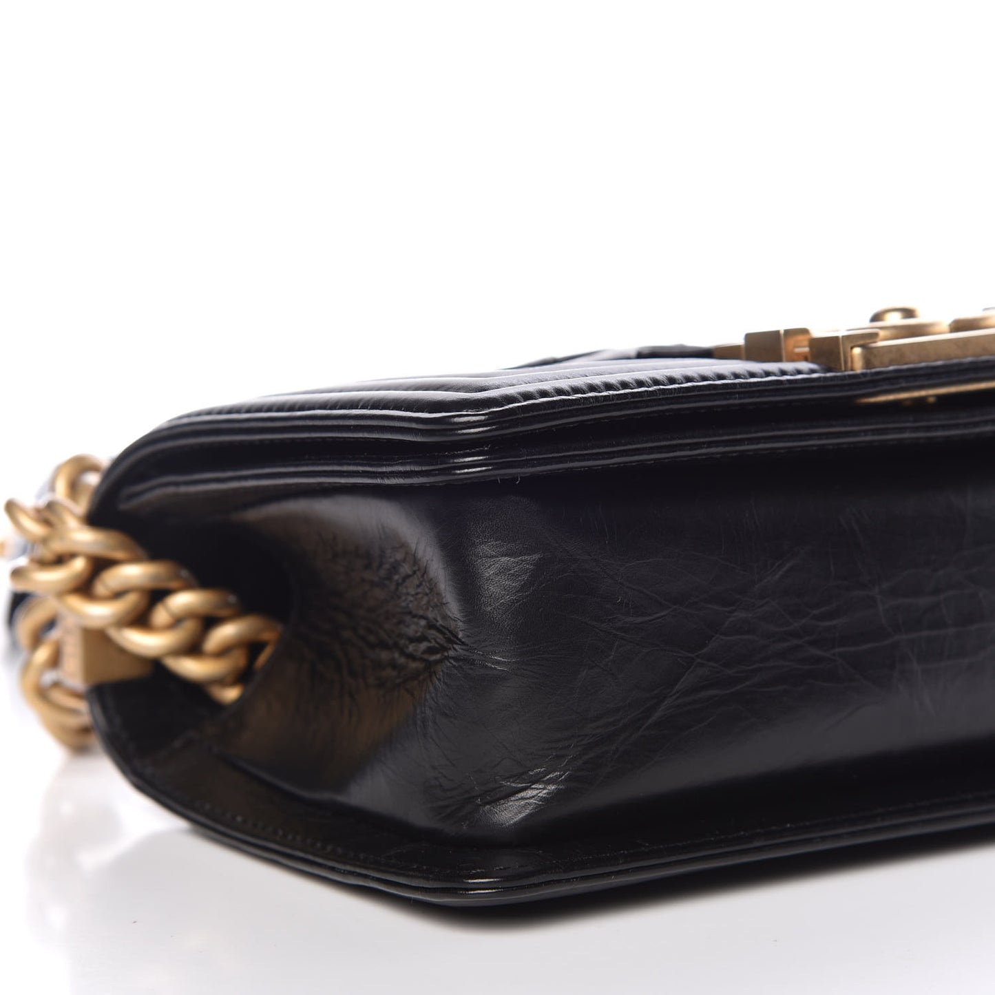 Crumpled Calfskin Small Boy Flap Black